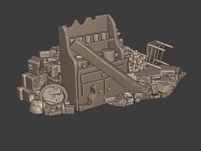 28mm casa ruína canto wargaming3d miniatura 3d print model - Mito3D