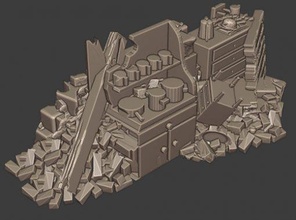 28mm house ruin debris - wargaming3d miniature 3d print model - Mito3D