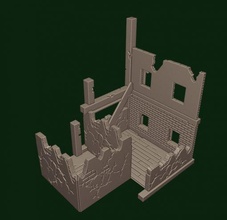 28mm casa ruína kit 4 wargaming3d miniatura 3d print model - Mito3D