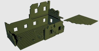 28mm Casa rovinare kit 5 wargaming3d miniatura 3d print model - Mito3D