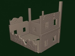 28mm casa ruína parede kit 3 wargaming3d miniatura 3d print model - Mito3D
