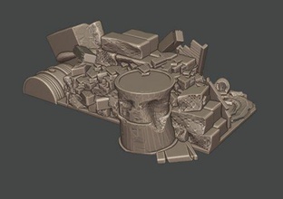 28mm ruins base - wargaming3d miniature 3d print model - Mito3D