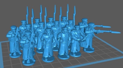 28mm russian musketeers pokalem btg greatcoats - wargaming3d miniature wargamming 1:56 / 28mm, napoleonic 3d print model - Mito3D