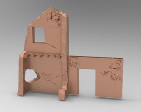 28mm Single Mauer Ruine wargaming3d Miniatur Wargaming Schild bombardiert 3d print model - Mito3D
