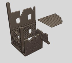 28mm wall ruined kit 1 - wargaming3d miniature 3d print model - Mito3D
