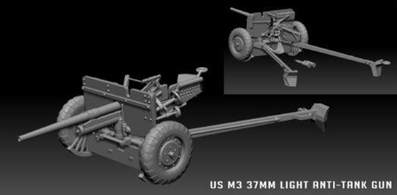 37mm pistola m3 wargaming3d miniatura juego guerra Luz AT M3 3d print model - Mito3D