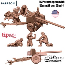 57mm gun paratroopers - 28mm wargaming3d miniature wargamming canon, paratrooper 3d print model - Mito3D
