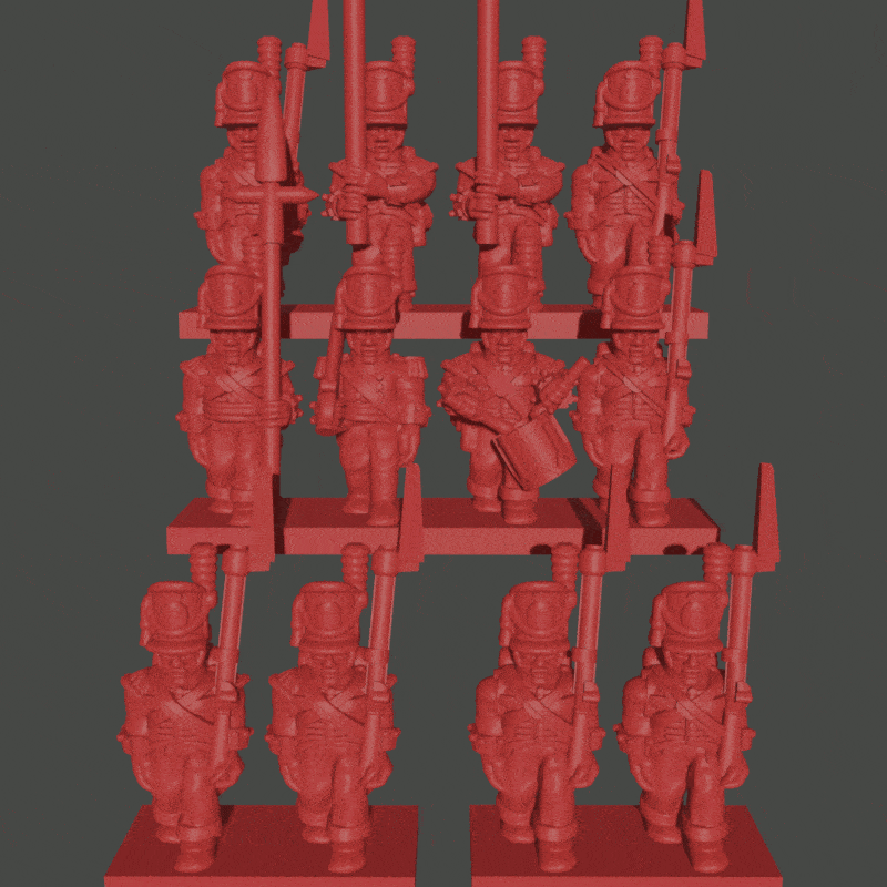 6-15mm british infantry belgic shakos 1812-1815 - wargaming3d miniature wargamming Tag: Napoleonics 3D print model - Mito3D