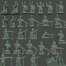 6-15mm german great war infantry 1914-16 covered pickelhaubes - wargaming3d miniature wargamming Tag: WWI 3d print model - Mito3D