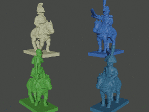 6-15mm mounted napoleonic officers 4-pack france austria russia prussia - wargaming3d miniature wargamming 3d print model - Mito3D