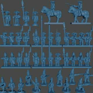 6-15mm prussian syw infantry - musketeers fusiliers & grenadiers syw-pr-1 wargaming3d tag years war miniature wargamming 3d print model - Mito3D