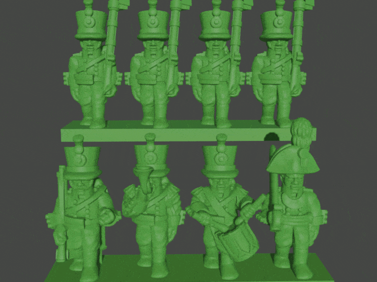 6 15mm Russisch jeger Bataillon 1805 wargaming3d Miniatur Wargaming Schild Napoleonics 3D print model - Mito3D