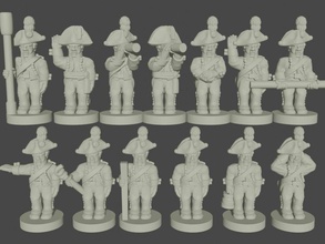 6-15mm saxon foot artillery crew 1806 - wargaming3d miniature wargamming Tag: napoleonic 3d print model - Mito3D