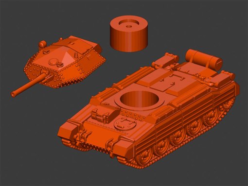 a15 crusader iii - wargaming3d 28mm em miniatura esteio britânico tanque de forças norte da áfrica até a aparência americano m4 sherman rápido, parecia bom, mas atormentado crônicos problemas confiabilidade sua armadura incapaz lidar novo alemão armas mkiii armadas 57mm 6 pilão grande melhoria sobre anteriores 2 pdr excelente anti-tanque desempenho capaz enfrentar qualquer inimigo deserto fato alegou crédito primeiramente tigre neutralizado única falha falta eficaz ele rodada torre plug partes separadas você pode localizá-los conjunto com precisão threading pedaço fio utilizar solda vara localizar furo fundo correr para baixo haste no lugar super bonder dá uma boa rapidez bond 3D print model - Mito3D