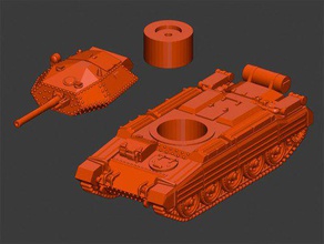 a15 crusader iii - wargaming3d 28mm miniature mainstay british tank forces north africa until appearance american m4 sherman fast looked good but plagued chronic reliability problems its armour unable cope new german guns mkiii armed 57mm 6 pounder huge improvement over earlier 2 pdr excellent anti-tank performance able any enemy desert fact claimed credit first tiger neutralized only failing lack effective he round turret plug separate parts you can locate them together accurately threading piece wire use brazing rod locating hole bottom sliding down into place superglue gives bond 3d print model - Mito3D