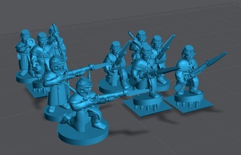 acw 6-15mm greatcoat skirmishers supportless + blender exporter - wargaming3d miniature wargamming Tag: American Civil War 3d print model - Mito3D