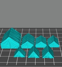 acw shape & wall tents 15mm - wargaming3d miniature wargamming 1:100 / 15mm, 15 mm, ACW, American Civil War 3d print model - Mito3D