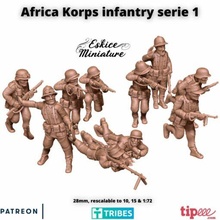 Afrique korps infanterie serie 1 28mm wargaming3d miniature wargaming Étiqueter motard 3d print model - Mito3D