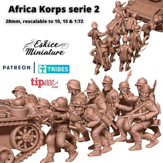 África korps infantaria serie 2 28mm wargaming3d etiqueta motociclista miniatura jogos guerra 3d print model - Mito3D
