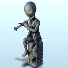 alien flute player stone 18 + pre-supported version & rounded base - wargaming3d miniature wargamming future, miniatures, rpg, science-fiction, scifi 3d print model - Mito3D