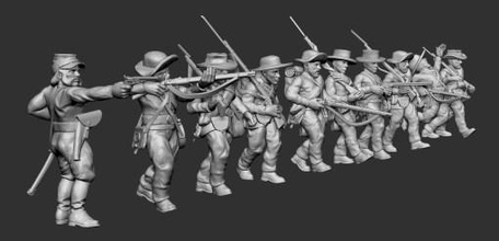 americano civil guerra confederado soldados wargaming3d 28mm miniatura 3d print model - Mito3D
