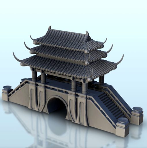 asiatisch Brücke three story Dach 9 wargaming3d Miniatur Wargaming Angkor Bogen Architektur Asien Buddhist Tempel bauen Gebäude China Chinesisch Konfuzianismus Konstruktion Design Dojo Dynastie Osten 3D print model - Mito3D