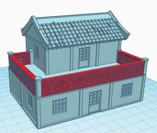 asiática casa 4 - wargaming3d 28mm em miniatura estes arquivos stl permite a você construir pequenos asiáticos 15mm wargaming vem 3 partes, primeiro andar, segundo andar do terraço 3D print model - Mito3D