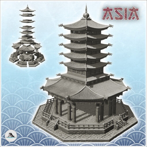 asian pagoda multiple floors platform 30 - wargaming3d Categories: 1:100 / 15mm, 1:56 28mm, 1:72 & 1:76 20mm, 1400-1600: Feudal Japan, 1955-1975: Vietnam War, 500-1500: Medieval, DIGITAL STL FILES, Terrain, Terrain accessories architecture building china chinese clash east game house japan japon katanas korean miniatures scenery tabletop terrain wargame zen miniature wargamming 3D print model - Mito3D