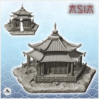asian temple double staircase topped spire 37 - wargaming3d Categories: 1:100 / 15mm, 1:56 28mm, 1:72 & 1:76 20mm, 1400-1600: Feudal Japan, 1955-1975: Vietnam War, 500-1500: Medieval, DIGITAL STL FILES, Terrain, Terrain accessories architecture building china chinese clash east game house japan japon katanas korean miniatures scenery tabletop terrain wargame zen miniature wargamming 3d print model - Mito3D