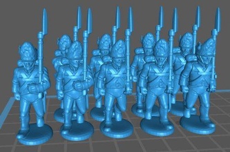 austrian napoleonic grenadiers - wargaming3d 28mm miniature 3d print model - Mito3D