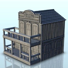 banco edificio pabellón balcón 8 wargaming3d miniatura juego guerra ACW americano arquitectura civil Vaquero desesperados viejo Oeste occidental 3d print model - Mito3D