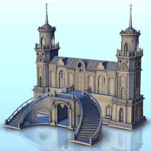 baroque palace large stair 6 - wargaming3d miniature wargamming Architecture, bolt action, building, décor, Flames of War, modern, ruins, scenery, tabletop, terrain, warhammer 3D print model - Mito3D