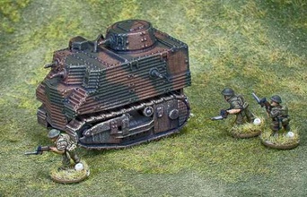 bob semple tank - wargaming3d 28mm miniature new zealand wwii project makeshift afv face threat japanese invasion named after then minister works corrugated armoured box mounted heavy tractor armed six vickers guns sprouting out all directions would have been unlikely very effective combat but fortunately never thus tested destined more than moving propaganda poster raise morale civilian populace resounding success 15mm model separate stls hull turret tracks 3d print model - Mito3D