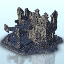 brick destroyed reception hall 7 - wargaming3d miniature wargamming Architecture, bolt action, building, décor, Flames of War, modern, ruins, scenery, tabletop, terrain, warhammer 3d print model - Mito3D