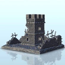 brick tower ruins 11 - wargaming3d miniature wargamming Architecture, bolt action, building, décor, Flames of War, modern, ruins, scenery, tabletop, terrain, warhammer 3d print model - Mito3D