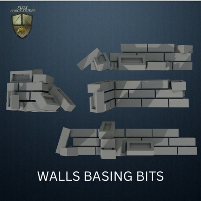 brick walls basing bits - presupported wargaming3d 3d printables sci-fi fantasy bases wargame 28mm wargameminiature miniature wargamming 3d print model - Mito3D