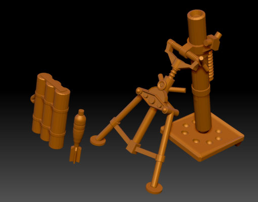 british 3 mortar - wargaming3d miniature wargamming 3inch, ML3Inch 3D print model - Mito3D