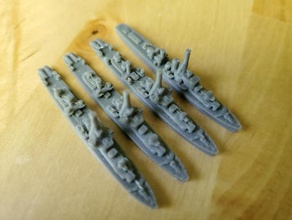 british fiume-fregata classe - wargaming3d 28mm in miniatura 1 1800th scala modello alcuni elementi non 3d print model - Mito3D