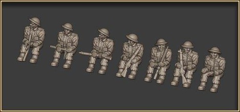 british seated infantry 15mm - wargaming3d 28mm miniature 3d print model - Mito3D