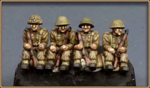 british seated infantry 15mm mkiii helmets - wargaming3d 28mm miniature 3D print model - Mito3D