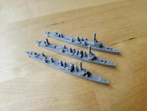 british town-class destroyer - wargaming3d 28mm miniature 1 1800th scale model certain elements not 3d print model - Mito3D