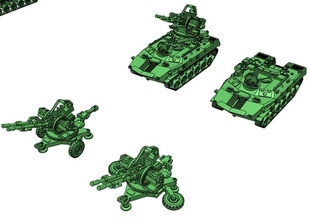 btr-d btr-rd - wargaming3d miniature wargamming 1:100, 1:100 / 15mm, 1/100, 15 mm, BTR-D, Cold War, Robot, Skrezhet, VDV, ZU 23-2 3d print model - Mito3D