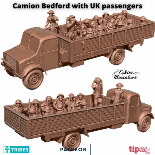 camion Bedford uk yolcular 28mm wargaming3d minyatür savaş oyunları 3D print model - Mito3D