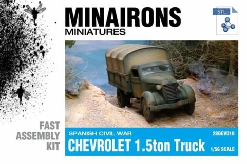 Chevrolet 15ton kamyon wargaming3d Kategoriler 1 56 28mm 1936 1939 İspanyol sivil savaş dijital stl Dosyalar cıvata aksiyon scw minyatür oyunları 3d print model - Mito3D