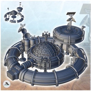 circular base tanques antenas cúpula 6 wargaming3d futuro futurista miniaturas cenário sci fi science fiction scifi sf tampo mesa jogo guerra miniatura jogos 3d print model - Mito3D