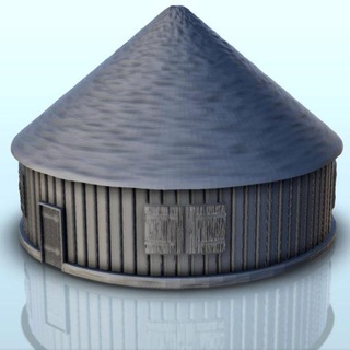 circular hut thatched roof 12 - wargaming3d Categories: 1:100 / 15mm, 1:56 28mm, 1:72 & 1:76 20mm, 1700-1900: Horse Musket, 500-1500: Medieval, Historically Accurate, Terrain, Terrain buccaneers building captain caribbean corsairs scenery miniature wargamming 3d print model - Mito3D