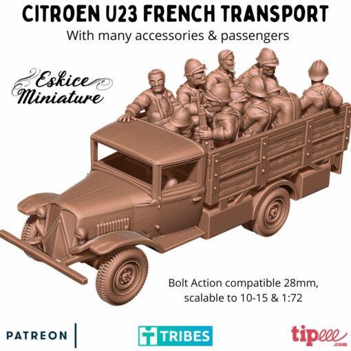 Citroen u23 Fransızca yolcular 28mm wargaming3d minyatür savaş oyunları 3D print model - Mito3D