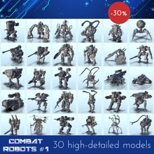 combat robots pack no 1 - wargaming3d miniature wargamming future, miniatures, science-fiction, scifi, wargame 3d print model - Mito3D