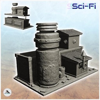 container-based workshop large central chimney 6 - wargaming3d Categories: 1:100 / 15mm, 1:56 28mm, 1:72 & 1:76 20mm, DIGITAL STL FILES, Sci-Fi, Science Fiction, Terrain, Terrain future futuristic miniatures scenery sci-fi science-fiction scifi sf tabletop wargame miniature wargamming 3d print model - Mito3D