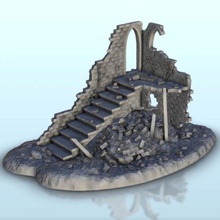 corner ruins stair 22 - wargaming3d miniature wargamming Architecture, bolt action, building, décor, Flames of War, modern, ruins, scenery, tabletop, terrain, warhammer 3d print model - Mito3D